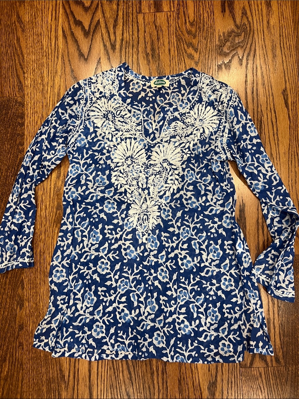 Lolli Navy Floral Embroidered V-Neck Tunic